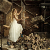 Bricked In brick mason woman